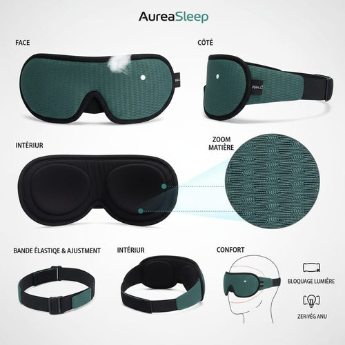 Masque de Sommeil Premium 3D AuréaSleep – Finition Haut de Gamme